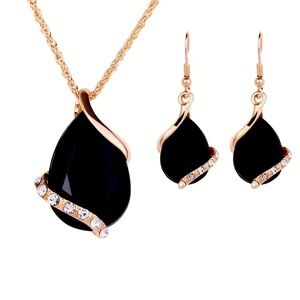 3pcs Earrings Plus Necklace Dainty Jewelry Set 14k Gold Plated